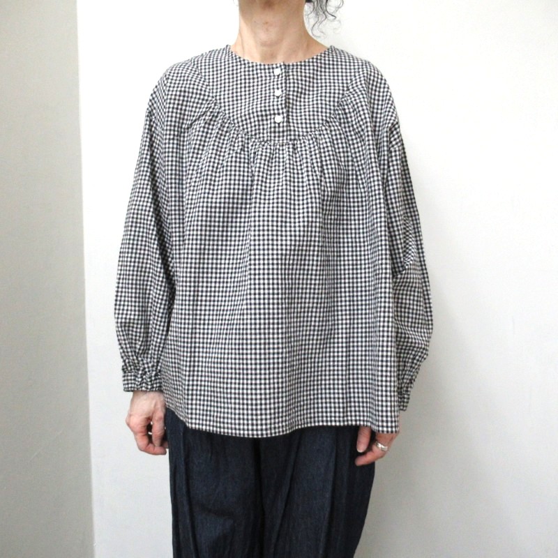 ina  変形ヨークプルオーバー /ギンガムA 【日本製】